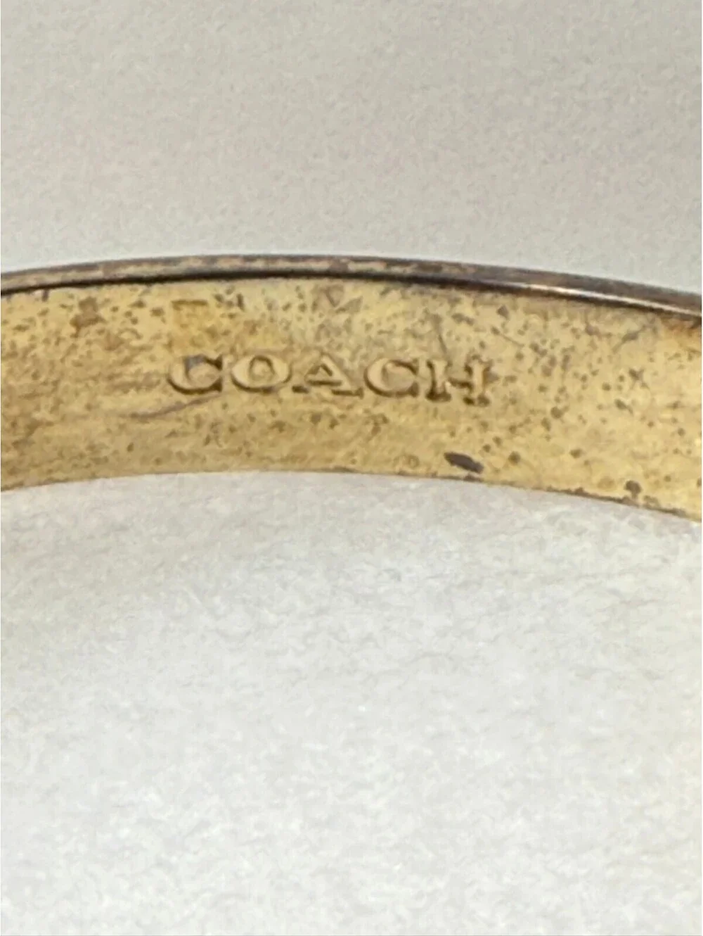 Coach Enamel Hinge Buckle Bangle Bracelet Pink Gold Tone NWT